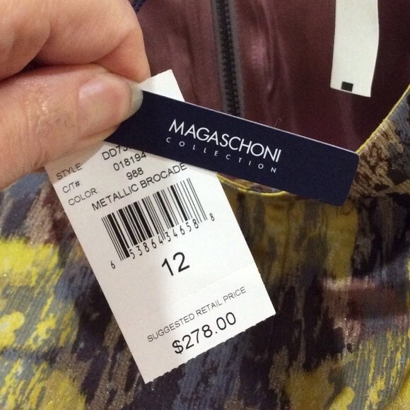 Magaschoni Brocade Floral Print Skirt Multi-color Watercolor Sz 12 NWT $278 - Picture 4 of 6